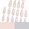 imageBABALAL Press on Nails Long Stiletto Fake Nails Blue Glue on Nails 3d Texture Sliver Butterfly Design Y2k Acrylic Nails 24Pcs Goth False Nails White French Ombre Manicure Almond Stick on NailsANS207