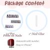 imageBABALAL Press on Nails Long Stiletto Fake Nails Blue Glue on Nails 3d Texture Sliver Butterfly Design Y2k Acrylic Nails 24Pcs Goth False Nails White French Ombre Manicure Almond Stick on NailsANS210