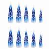 imageBABALAL Press on Nails Long Stiletto Fake Nails Blue Glue on Nails 3d Texture Sliver Butterfly Design Y2k Acrylic Nails 24Pcs Goth False Nails White French Ombre Manicure Almond Stick on NailsANS211