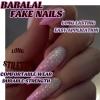 imageBABALAL Press on Nails Long Stiletto Fake Nails Blue Glue on Nails 3d Texture Sliver Butterfly Design Y2k Acrylic Nails 24Pcs Goth False Nails White French Ombre Manicure Almond Stick on NailsANS215