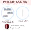 imageBABALAL Press on Nails Long Stiletto Fake Nails Blue Glue on Nails 3d Texture Sliver Butterfly Design Y2k Acrylic Nails 24Pcs Goth False Nails White French Ombre Manicure Almond Stick on NailsANS209