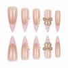 imageBABALAL Press on Nails Long Stiletto Fake Nails Blue Glue on Nails 3d Texture Sliver Butterfly Design Y2k Acrylic Nails 24Pcs Goth False Nails White French Ombre Manicure Almond Stick on NailsANS206