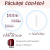 imageBABALAL Press on Nails Long Stiletto Fake Nails Blue Glue on Nails 3d Texture Sliver Butterfly Design Y2k Acrylic Nails 24Pcs Goth False Nails White French Ombre Manicure Almond Stick on NailsANS220
