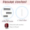 imageBABALAL Press on Nails Long Stiletto Fake Nails Blue Glue on Nails 3d Texture Sliver Butterfly Design Y2k Acrylic Nails 24Pcs Goth False Nails White French Ombre Manicure Almond Stick on NailsANS203