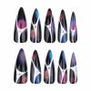 imageBABALAL Press on Nails Long Stiletto Fake Nails Blue Glue on Nails 3d Texture Sliver Butterfly Design Y2k Acrylic Nails 24Pcs Goth False Nails White French Ombre Manicure Almond Stick on NailsANS210