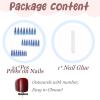 imageBABALAL Press on Nails Long Stiletto Fake Nails Blue Glue on Nails 3d Texture Sliver Butterfly Design Y2k Acrylic Nails 24Pcs Goth False Nails White French Ombre Manicure Almond Stick on NailsANS211