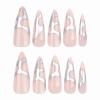 imageBABALAL Press on Nails Long Stiletto Fake Nails Blue Glue on Nails 3d Texture Sliver Butterfly Design Y2k Acrylic Nails 24Pcs Goth False Nails White French Ombre Manicure Almond Stick on NailsANS207