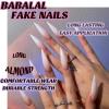 imageBABALAL Press on Nails Long Stiletto Fake Nails Blue Glue on Nails 3d Texture Sliver Butterfly Design Y2k Acrylic Nails 24Pcs Goth False Nails White French Ombre Manicure Almond Stick on NailsANS223