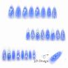 imageBABALAL Press on Nails Long Stiletto Fake Nails Blue Glue on Nails 3d Texture Sliver Butterfly Design Y2k Acrylic Nails 24Pcs Goth False Nails White French Ombre Manicure Almond Stick on NailsANS204
