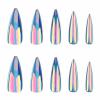 imageBABALAL Press on Nails Long Stiletto Fake Nails Blue Glue on Nails 3d Texture Sliver Butterfly Design Y2k Acrylic Nails 24Pcs Goth False Nails White French Ombre Manicure Almond Stick on NailsANS209