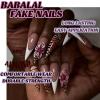 imageBABALAL Press on Nails Long Stiletto Fake Nails Blue Glue on Nails 3d Texture Sliver Butterfly Design Y2k Acrylic Nails 24Pcs Goth False Nails White French Ombre Manicure Almond Stick on NailsANS216