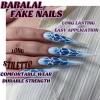 imageBABALAL Press on Nails Long Stiletto Fake Nails Blue Glue on Nails 3d Texture Sliver Butterfly Design Y2k Acrylic Nails 24Pcs Goth False Nails White French Ombre Manicure Almond Stick on NailsANS211