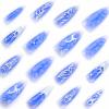 imageBABALAL Press on Nails Long Stiletto Fake Nails Blue Glue on Nails 3d Texture Sliver Butterfly Design Y2k Acrylic Nails 24Pcs Goth False Nails White French Ombre Manicure Almond Stick on NailsANS204