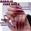imageBABALAL Press on Nails Long Stiletto Fake Nails Blue Glue on Nails 3d Texture Sliver Butterfly Design Y2k Acrylic Nails 24Pcs Goth False Nails White French Ombre Manicure Almond Stick on NailsANS208