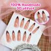 imageBABALAL Press on Nails Long Stiletto Fake Nails Blue Glue on Nails 3d Texture Sliver Butterfly Design Y2k Acrylic Nails 24Pcs Goth False Nails White French Ombre Manicure Almond Stick on NailsANS217