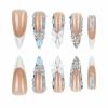 imageBABALAL Press on Nails Long Stiletto Fake Nails Blue Glue on Nails 3d Texture Sliver Butterfly Design Y2k Acrylic Nails 24Pcs Goth False Nails White French Ombre Manicure Almond Stick on NailsANS205