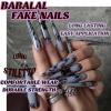imageBABALAL Press on Nails Long Stiletto Fake Nails Blue Glue on Nails 3d Texture Sliver Butterfly Design Y2k Acrylic Nails 24Pcs Goth False Nails White French Ombre Manicure Almond Stick on NailsANS212