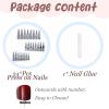 imageBABALAL Press on Nails Long Stiletto Fake Nails Blue Glue on Nails 3d Texture Sliver Butterfly Design Y2k Acrylic Nails 24Pcs Goth False Nails White French Ombre Manicure Almond Stick on NailsANS212