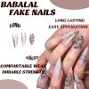 imageBABALAL Stiletto Press on Nails Long Fake Nails Black Red Glue on Nails Almond Acrylic Nails with Goth Design Stick on Nails for Women and Girls 24PcsNq215white