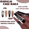 imageBABALAL Stiletto Press on Nails Long Fake Nails Black Red Glue on Nails Almond Acrylic Nails with Goth Design Stick on Nails for Women and Girls 24PcsNq207black