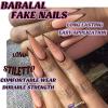 imageBABALAL Stiletto Press on Nails Long Fake Nails Black Red Glue on Nails Almond Acrylic Nails with Goth Design Stick on Nails for Women and Girls 24PcsNq204brown