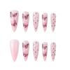 imageBABALAL Stiletto Press on Nails Long Fake Nails Black Red Glue on Nails Almond Acrylic Nails with Goth Design Stick on Nails for Women and Girls 24PcsNq225pink