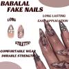 imageBABALAL Stiletto Press on Nails Long Fake Nails Black Red Glue on Nails Almond Acrylic Nails with Goth Design Stick on Nails for Women and Girls 24PcsNq203sliver
