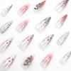 imageBABALAL Stiletto Press on Nails Long Fake Nails Black Red Glue on Nails Almond Acrylic Nails with Goth Design Stick on Nails for Women and Girls 24PcsNq215white