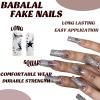 imageBABALAL Stiletto Press on Nails Long Fake Nails Black Red Glue on Nails Almond Acrylic Nails with Goth Design Stick on Nails for Women and Girls 24PcsNq202sliver