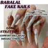 imageBABALAL Stiletto Press on Nails Long Fake Nails Black Red Glue on Nails Almond Acrylic Nails with Goth Design Stick on Nails for Women and Girls 24PcsNq217white