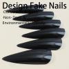imageBABALAL Stiletto Press on Nails Long Fake Nails Black Red Glue on Nails Almond Acrylic Nails with Goth Design Stick on Nails for Women and Girls 24PcsNq227black
