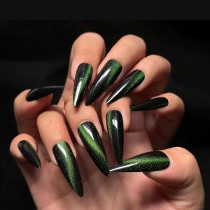 imageBABALAL Press on Nails Long Stiletto Fake Nails Blue Glue on Nails 3d Texture Sliver Butterfly Design Y2k Acrylic Nails 24Pcs Goth False Nails White French Ombre Manicure Almond Stick on NailsANS203