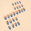 imageBABALAL Beach Press on Nails Almond Medium Fake Nails Blue French Tip Glue on Nails 3D Texture Design Bling Acrylic Nails 24Pcs Handmade Manicure Stick on False NailsANJ15