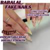 imageBABALAL Beach Press on Nails Almond Medium Fake Nails Blue French Tip Glue on Nails 3D Texture Design Bling Acrylic Nails 24Pcs Handmade Manicure Stick on False NailsANJ11