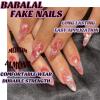 imageBABALAL Beach Press on Nails Almond Medium Fake Nails Blue French Tip Glue on Nails 3D Texture Design Bling Acrylic Nails 24Pcs Handmade Manicure Stick on False NailsANJ082