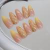 imageBABALAL Beach Press on Nails Almond Medium Fake Nails Blue French Tip Glue on Nails 3D Texture Design Bling Acrylic Nails 24Pcs Handmade Manicure Stick on False NailsANJ11