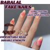 imageBABALAL Beach Press on Nails Almond Medium Fake Nails Blue French Tip Glue on Nails 3D Texture Design Bling Acrylic Nails 24Pcs Handmade Manicure Stick on False NailsANJ13
