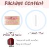 imageBABALAL Beach Press on Nails Almond Medium Fake Nails Blue French Tip Glue on Nails 3D Texture Design Bling Acrylic Nails 24Pcs Handmade Manicure Stick on False NailsANJ01