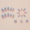imageBABALAL Beach Press on Nails Almond Medium Fake Nails Blue French Tip Glue on Nails 3D Texture Design Bling Acrylic Nails 24Pcs Handmade Manicure Stick on False NailsANJ12