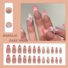 imageBABALAL Beach Press on Nails Almond Medium Fake Nails Blue French Tip Glue on Nails 3D Texture Design Bling Acrylic Nails 24Pcs Handmade Manicure Stick on False NailsANJ085