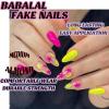 imageBABALAL Beach Press on Nails Almond Medium Fake Nails Blue French Tip Glue on Nails 3D Texture Design Bling Acrylic Nails 24Pcs Handmade Manicure Stick on False NailsANJ17