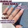 imageBABALAL Beach Press on Nails Almond Medium Fake Nails Blue French Tip Glue on Nails 3D Texture Design Bling Acrylic Nails 24Pcs Handmade Manicure Stick on False NailsANJ18blue