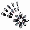 imageBABALAL Beach Press on Nails Almond Medium Fake Nails Blue French Tip Glue on Nails 3D Texture Design Bling Acrylic Nails 24Pcs Handmade Manicure Stick on False NailsANJ19black