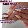 imageBABALAL Beach Press on Nails Almond Medium Fake Nails Blue French Tip Glue on Nails 3D Texture Design Bling Acrylic Nails 24Pcs Handmade Manicure Stick on False NailsANJ081