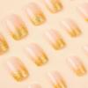 imageBABALAL Beach Press on Nails Almond Medium Fake Nails Blue French Tip Glue on Nails 3D Texture Design Bling Acrylic Nails 24Pcs Handmade Manicure Stick on False NailsSquare