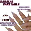 imageBABALAL Beach Press on Nails Almond Medium Fake Nails Blue French Tip Glue on Nails 3D Texture Design Bling Acrylic Nails 24Pcs Handmade Manicure Stick on False NailsANJ14