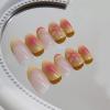 imageBABALAL Beach Press on Nails Almond Medium Fake Nails Blue French Tip Glue on Nails 3D Texture Design Bling Acrylic Nails 24Pcs Handmade Manicure Stick on False NailsANJ13