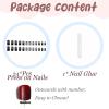 imageBABALAL Beach Press on Nails Almond Medium Fake Nails Blue French Tip Glue on Nails 3D Texture Design Bling Acrylic Nails 24Pcs Handmade Manicure Stick on False NailsANJ05