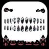 imageBABALAL Beach Press on Nails Almond Medium Fake Nails Blue French Tip Glue on Nails 3D Texture Design Bling Acrylic Nails 24Pcs Handmade Manicure Stick on False NailsANJ19black