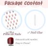 imageBABALAL Beach Press on Nails Almond Medium Fake Nails Blue French Tip Glue on Nails 3D Texture Design Bling Acrylic Nails 24Pcs Handmade Manicure Stick on False NailsANJ084